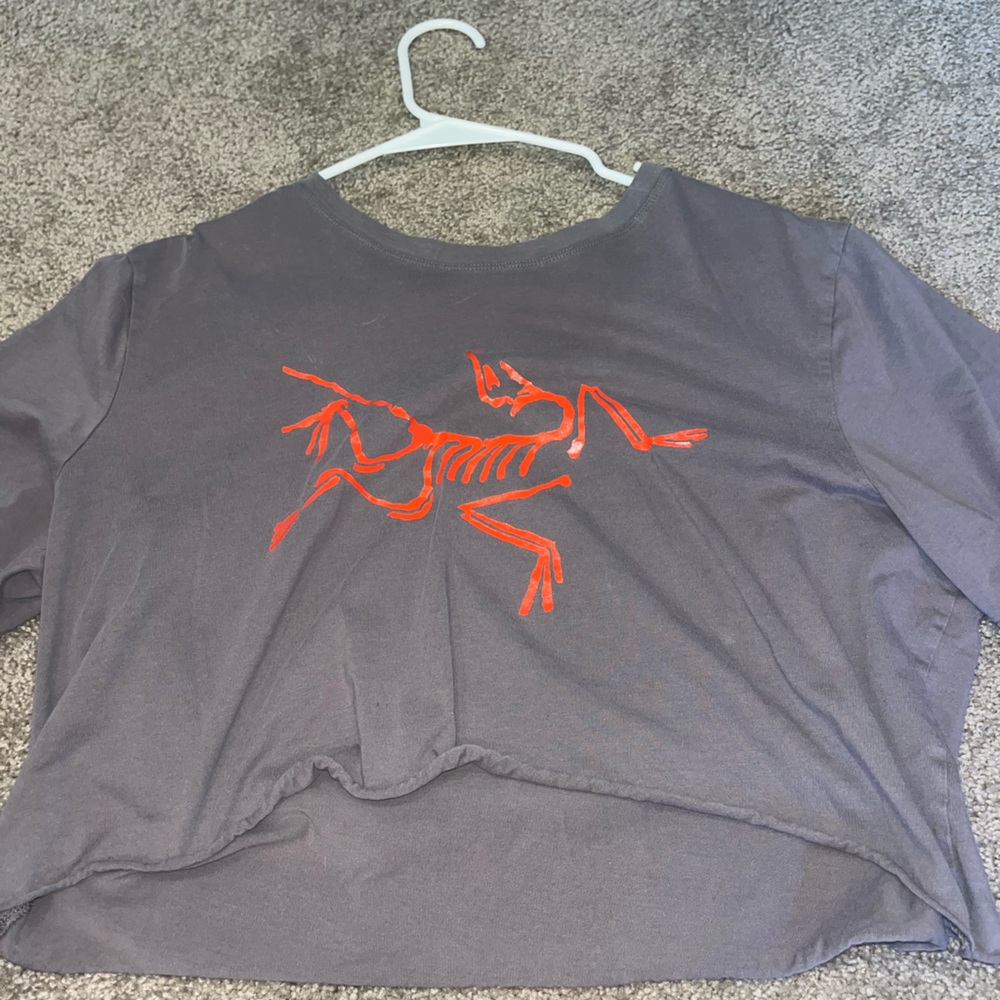 Arc'teryx Gray Crop Top with Red/Orange Logo